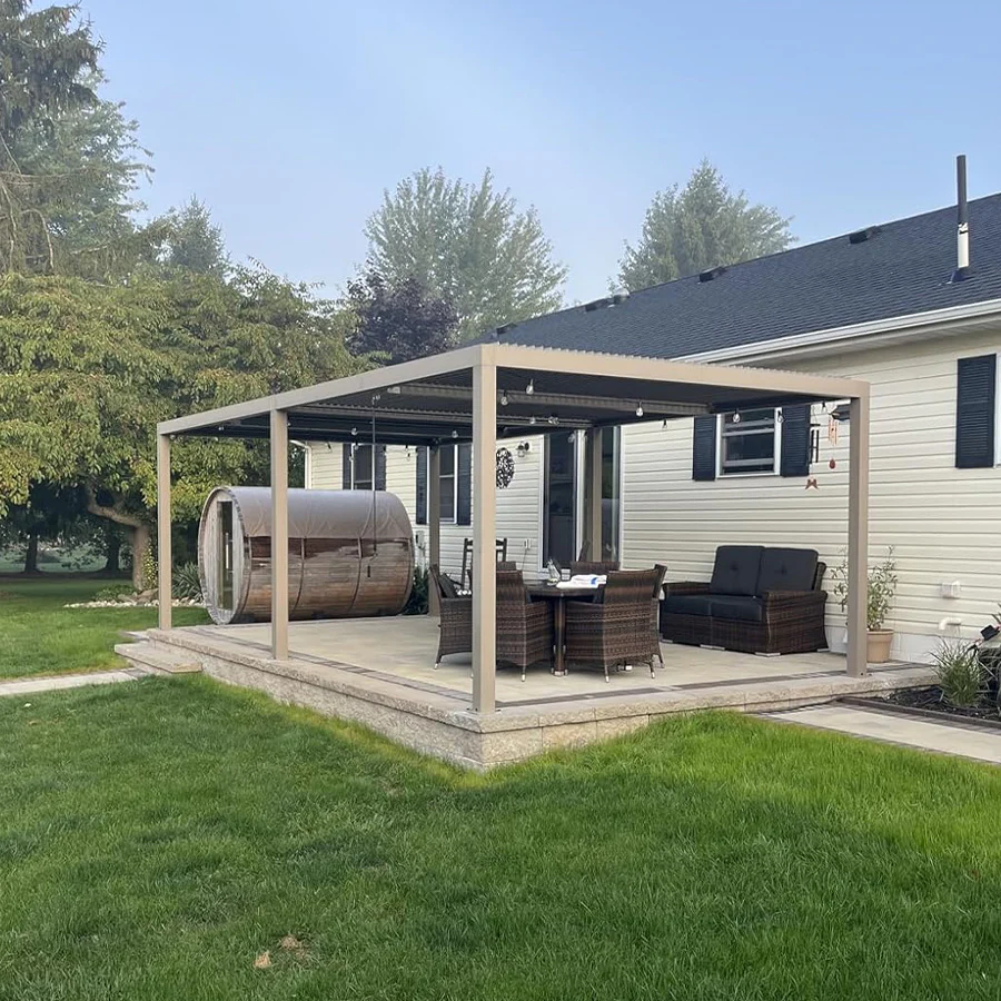 PURPLE LEAF Athena Louvered Pergola Modern Champagne Pergola with Adjustable Roof for Deck Backyard Garden - Image 44