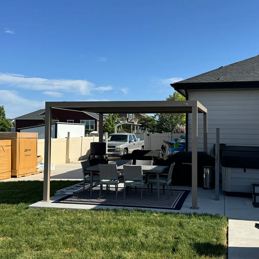 PURPLE LEAF Athena Louvered Pergola Modern Champagne Pergola with Adjustable Roof for Deck Backyard Garden - Image 46