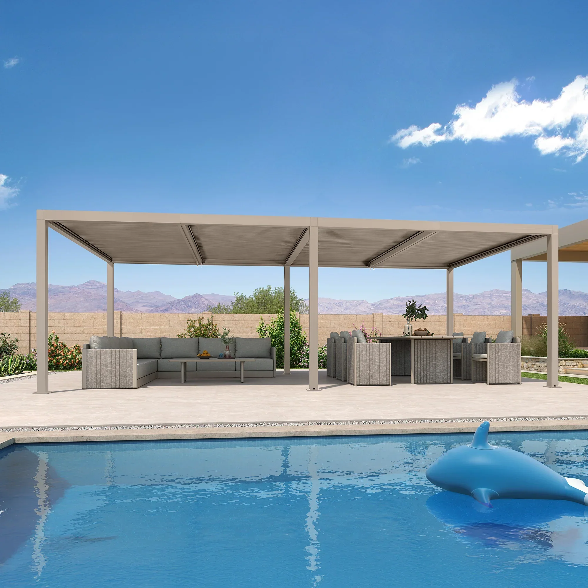 PURPLE LEAF Athena Louvered Pergola Modern Champagne Pergola with Adjustable Roof for Deck Backyard Garden - Image 5