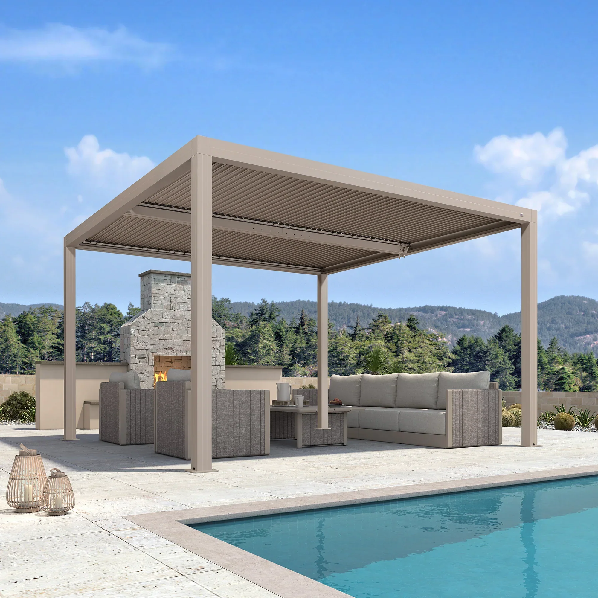 PURPLE LEAF Athena Louvered Pergola Modern Champagne Pergola with Adjustable Roof for Deck Backyard Garden - Image 6