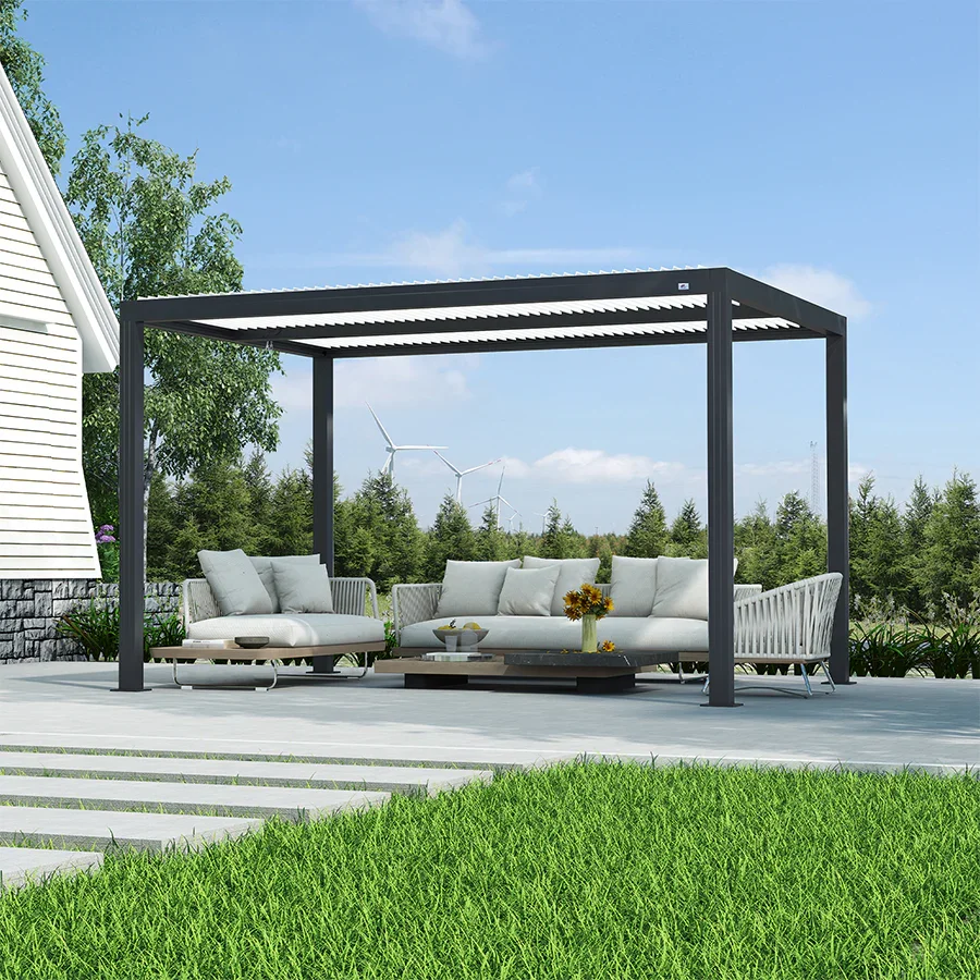 PURPLE LEAF Athena Louvered Pergola Modern Grey Pergola with White Roof for Deck Backyard Garden - Image 20