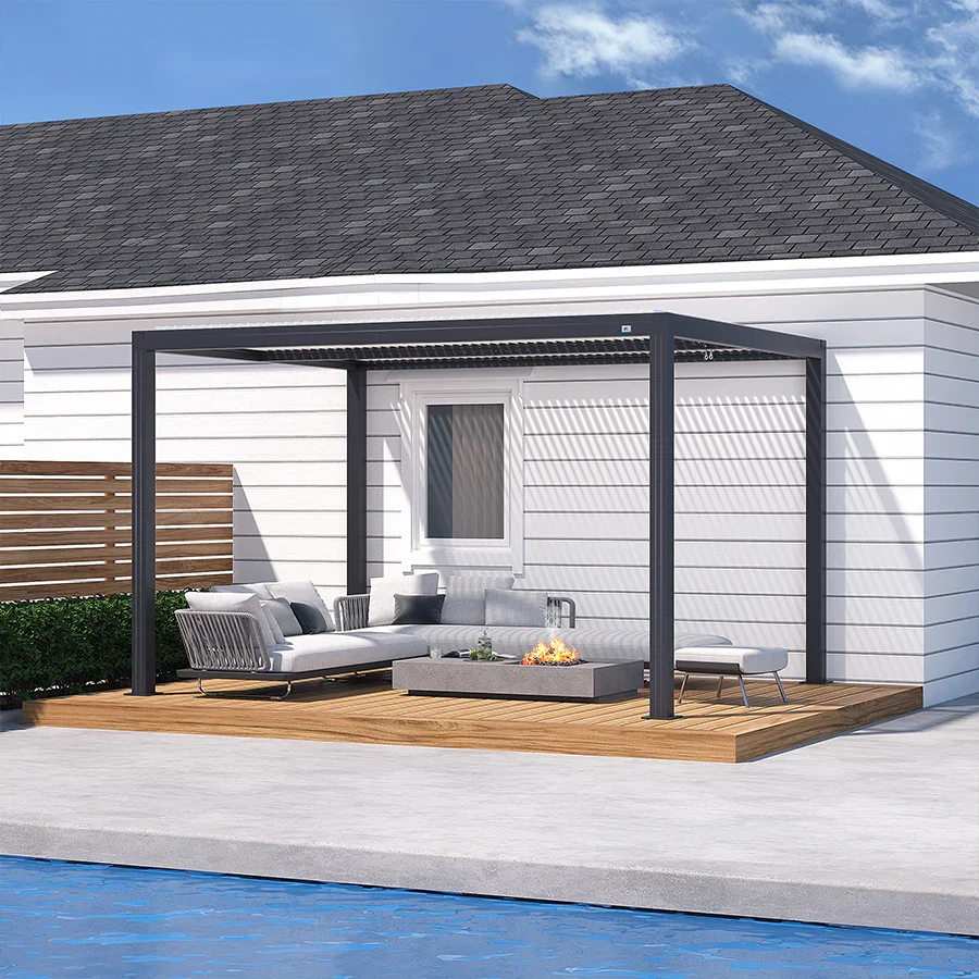 PURPLE LEAF Athena Louvered Pergola Modern Grey Pergola with White Roof for Deck Backyard Garden - Image 21