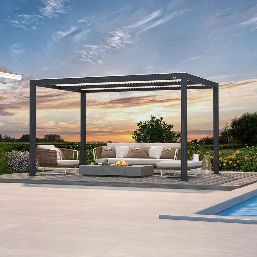 PURPLE LEAF Athena Louvered Pergola Modern Grey Pergola with White Roof for Deck Backyard Garden - Image 22