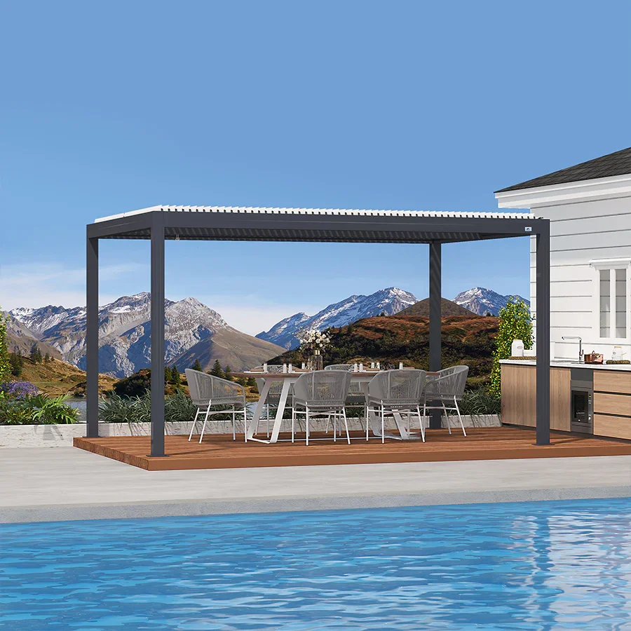 PURPLE LEAF Athena Louvered Pergola Modern Grey Pergola with White Roof for Deck Backyard Garden - Image 23