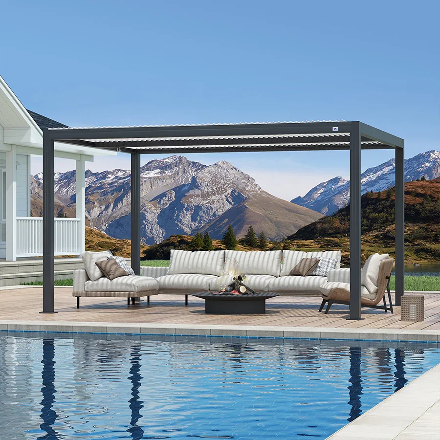 PURPLE LEAF Athena Louvered Pergola Modern Grey Pergola with White Roof for Deck Backyard Garden - Image 25