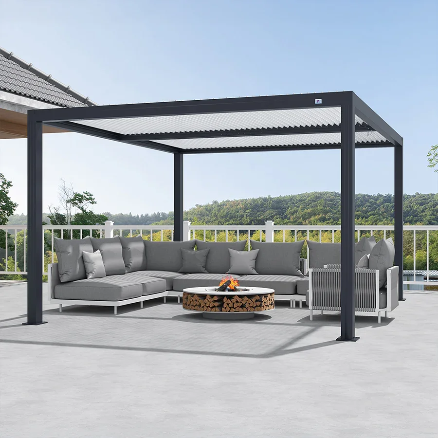 PURPLE LEAF Athena Louvered Pergola Modern Grey Pergola with White Roof for Deck Backyard Garden - Image 26