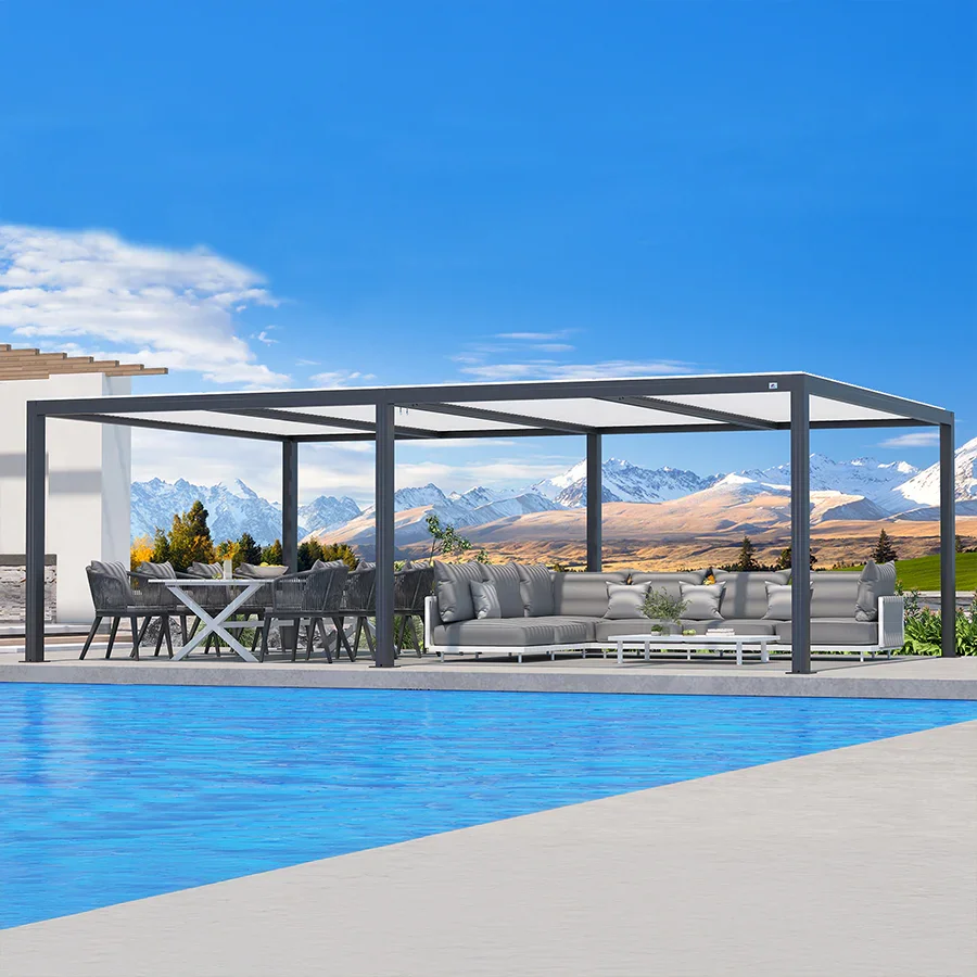 PURPLE LEAF Athena Louvered Pergola Modern Grey Pergola with White Roof for Deck Backyard Garden - Image 30