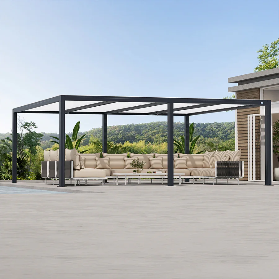 PURPLE LEAF Athena Louvered Pergola Modern Grey Pergola with White Roof for Deck Backyard Garden - Image 31