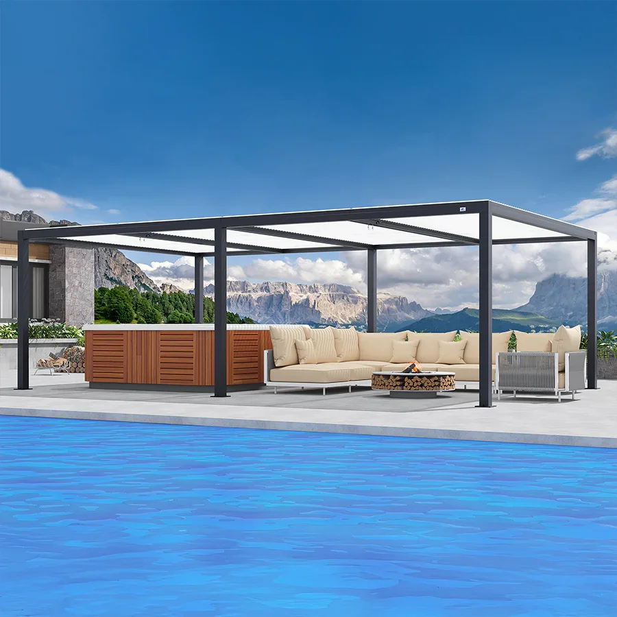 PURPLE LEAF Athena Louvered Pergola Modern Grey Pergola with White Roof for Deck Backyard Garden - Image 32