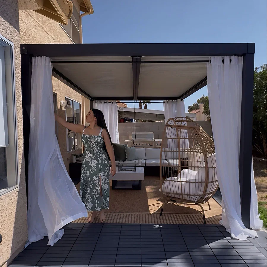 PURPLE LEAF Athena Louvered Pergola Modern Grey Pergola with White Roof for Deck Backyard Garden - Image 33