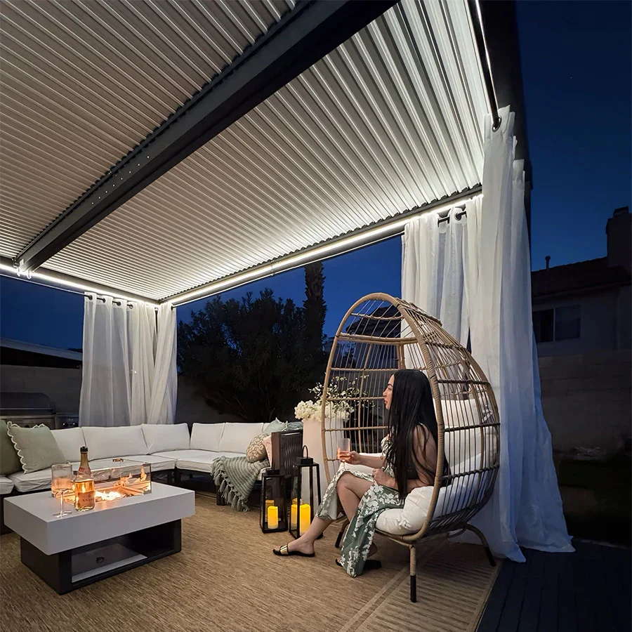 PURPLE LEAF Athena Louvered Pergola Modern Grey Pergola with White Roof for Deck Backyard Garden - Image 34