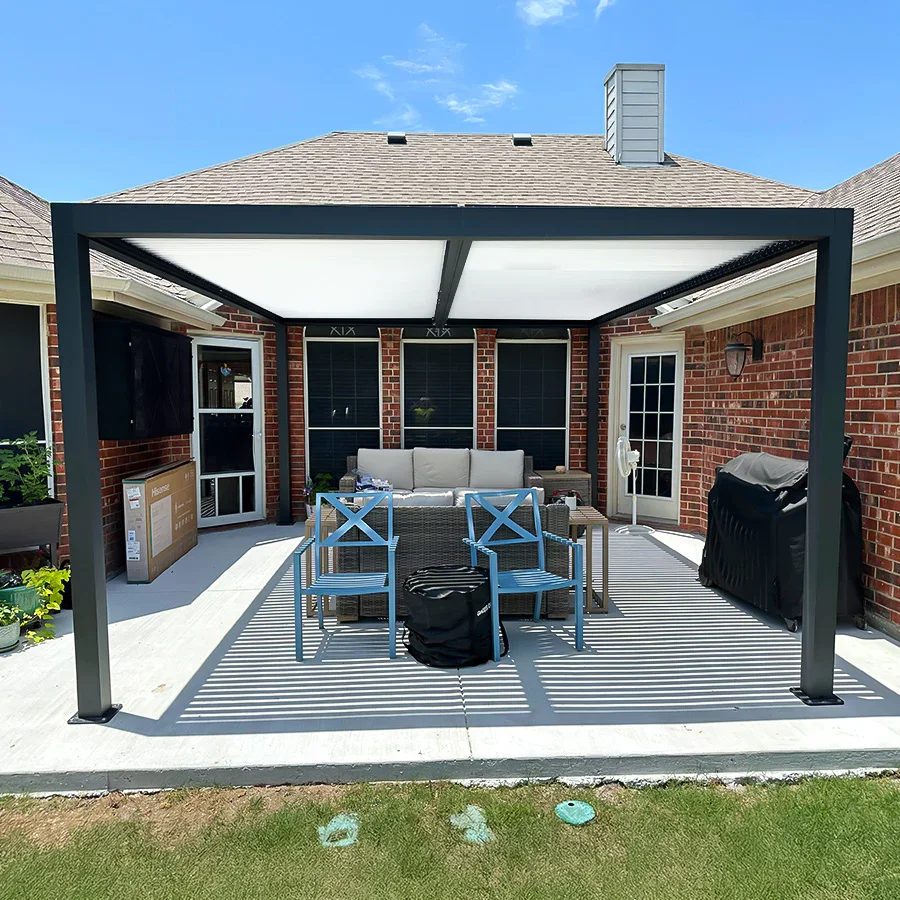 PURPLE LEAF Athena Louvered Pergola Modern Grey Pergola with White Roof for Deck Backyard Garden - Image 35