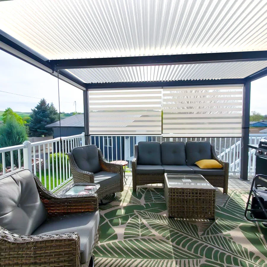 PURPLE LEAF Athena Louvered Pergola Modern Grey Pergola with White Roof for Deck Backyard Garden - Image 36