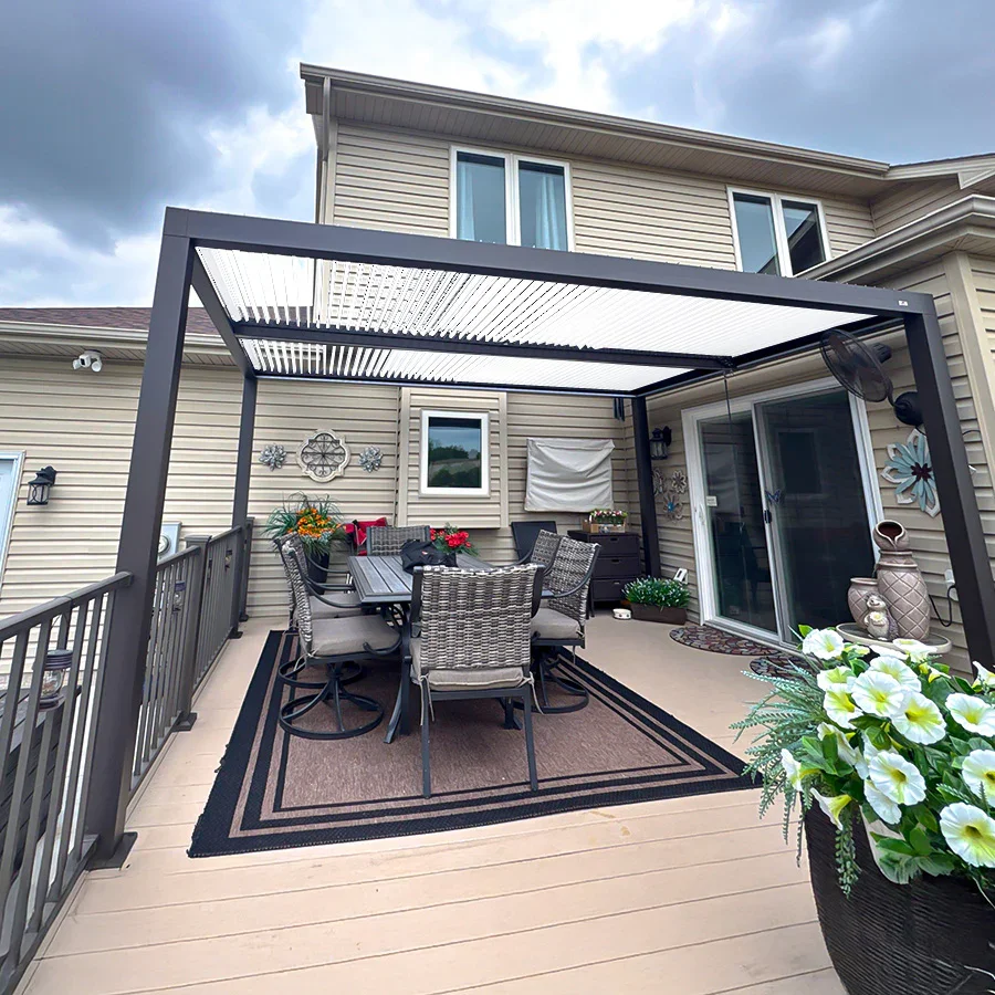 PURPLE LEAF Athena Louvered Pergola Modern Grey Pergola with White Roof for Deck Backyard Garden - Image 37