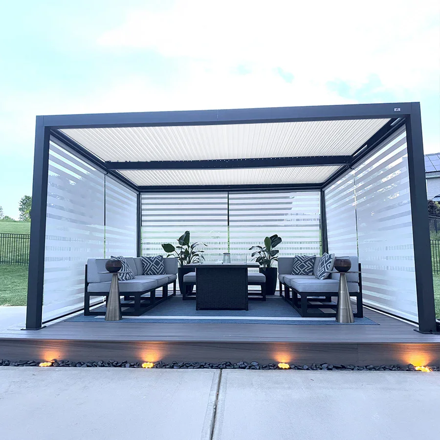 PURPLE LEAF Athena Louvered Pergola Modern Grey Pergola with White Roof for Deck Backyard Garden - Image 38