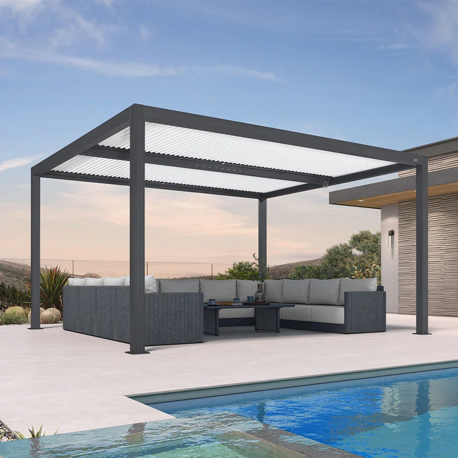 PURPLE LEAF Athena Louvered Pergola Modern Grey Pergola with White Roof for Deck Backyard Garden - Image 50