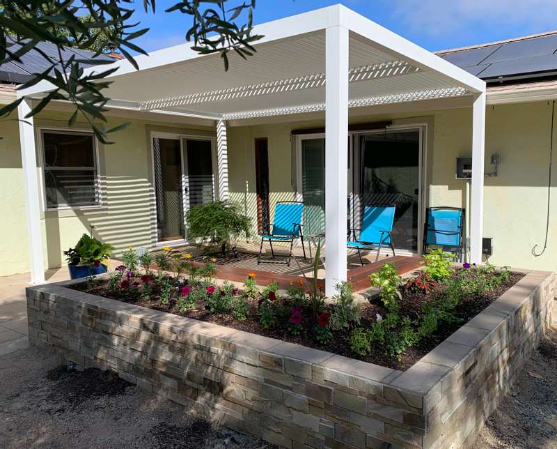 PURPLE LEAF Athena Louvered Pergola Modern White Pergola with Adjustable Roof for Deck Backyard Garden - Image 122