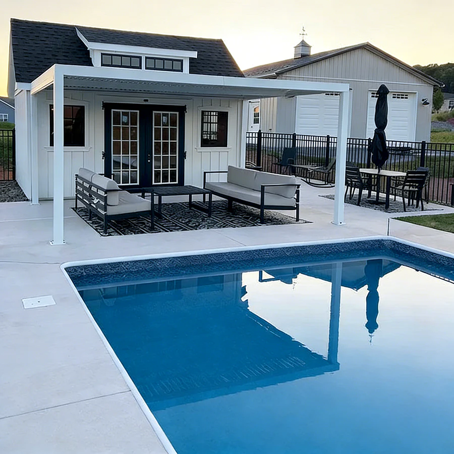 PURPLE LEAF Athena Louvered Pergola Modern White Pergola with Adjustable Roof for Deck Backyard Garden - Image 133