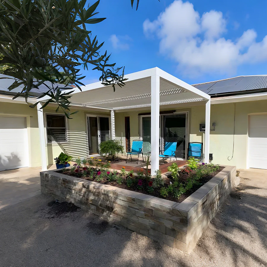 PURPLE LEAF Athena Louvered Pergola Modern White Pergola with Adjustable Roof for Deck Backyard Garden - Image 145