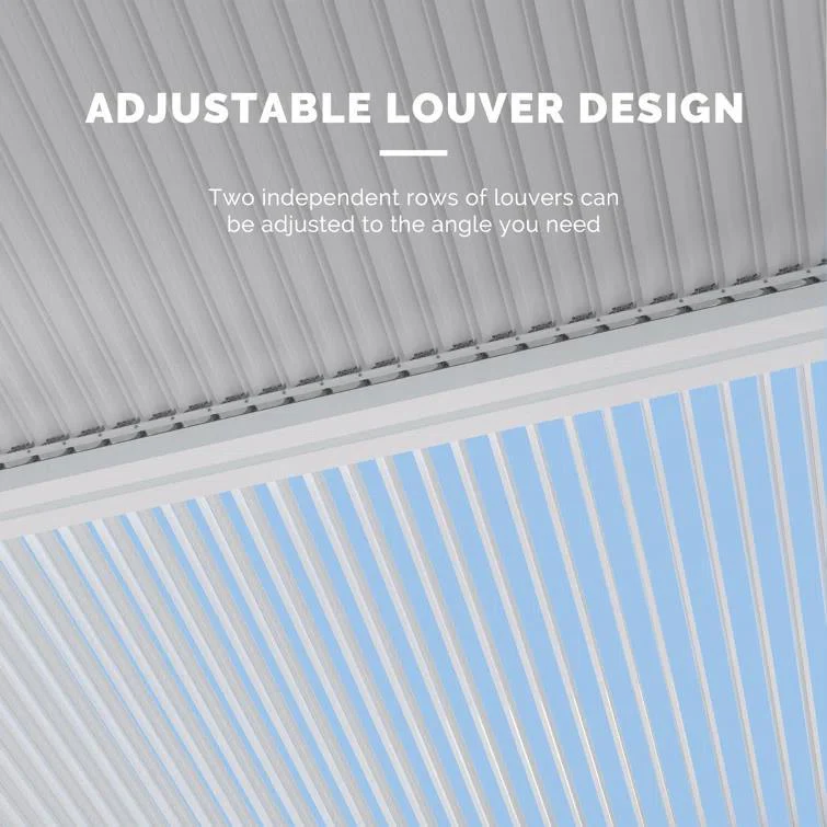 PURPLE LEAF Athena Louvered Pergola Modern White Pergola with Adjustable Roof for Deck Backyard Garden - Image 24