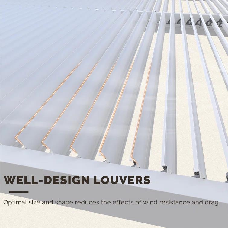 PURPLE LEAF Athena Louvered Pergola Modern White Pergola with Adjustable Roof for Deck Backyard Garden - Image 26