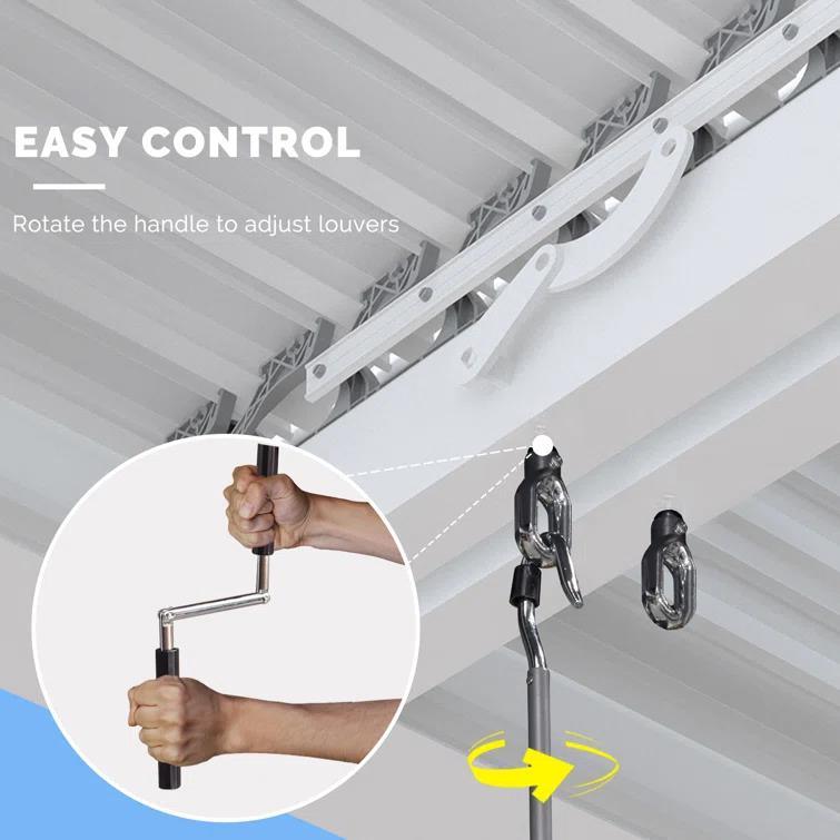 PURPLE LEAF Athena Louvered Pergola Modern White Pergola with Adjustable Roof for Deck Backyard Garden - Image 27