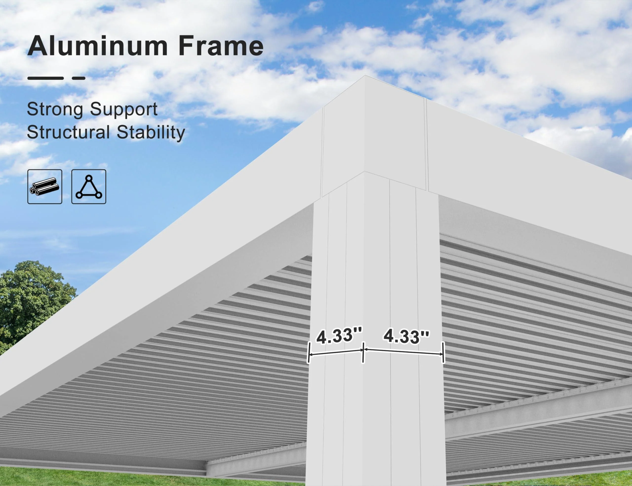 PURPLE LEAF Athena Louvered Pergola Modern White Pergola with Adjustable Roof for Deck Backyard Garden - Image 31