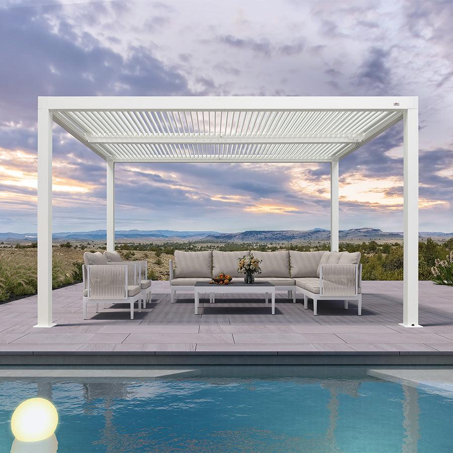 PURPLE LEAF Athena Louvered Pergola Modern White Pergola with Adjustable Roof for Deck Backyard Garden - Image 4