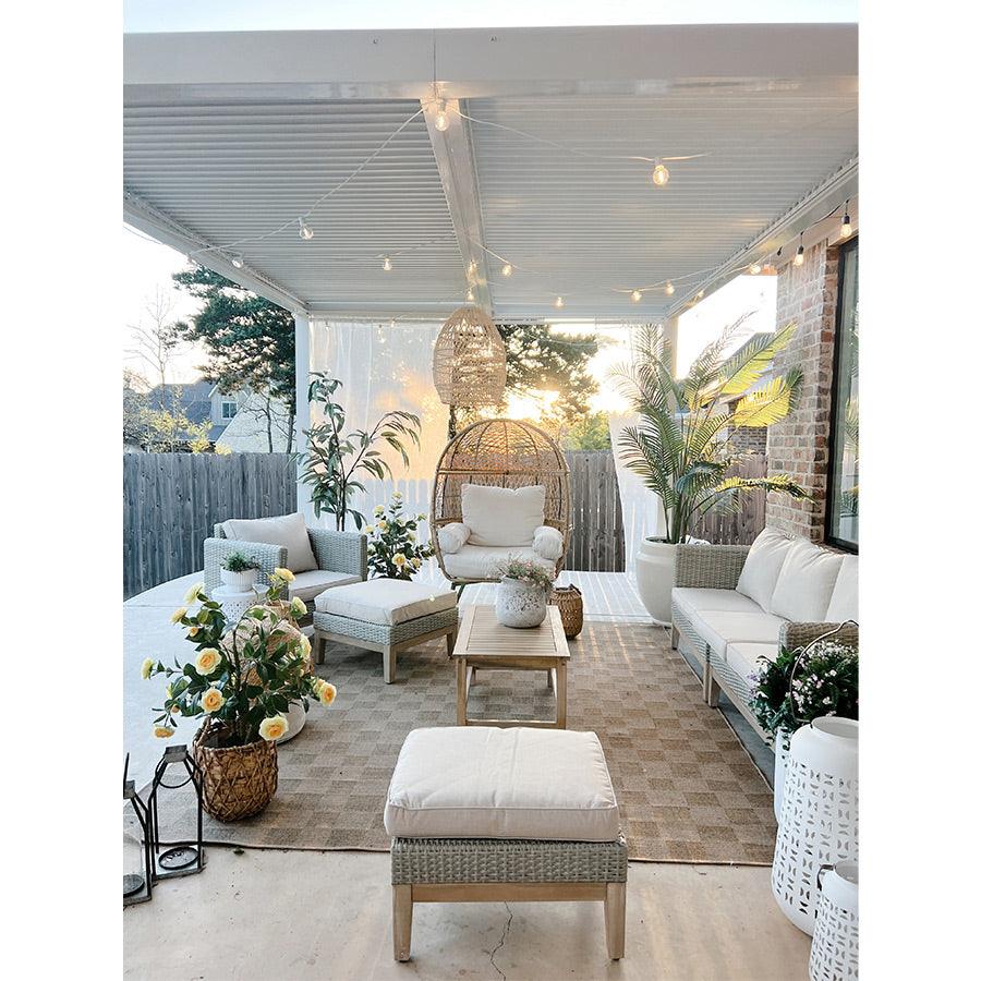 PURPLE LEAF Athena Louvered Pergola Modern White Pergola with Adjustable Roof for Deck Backyard Garden - Image 57