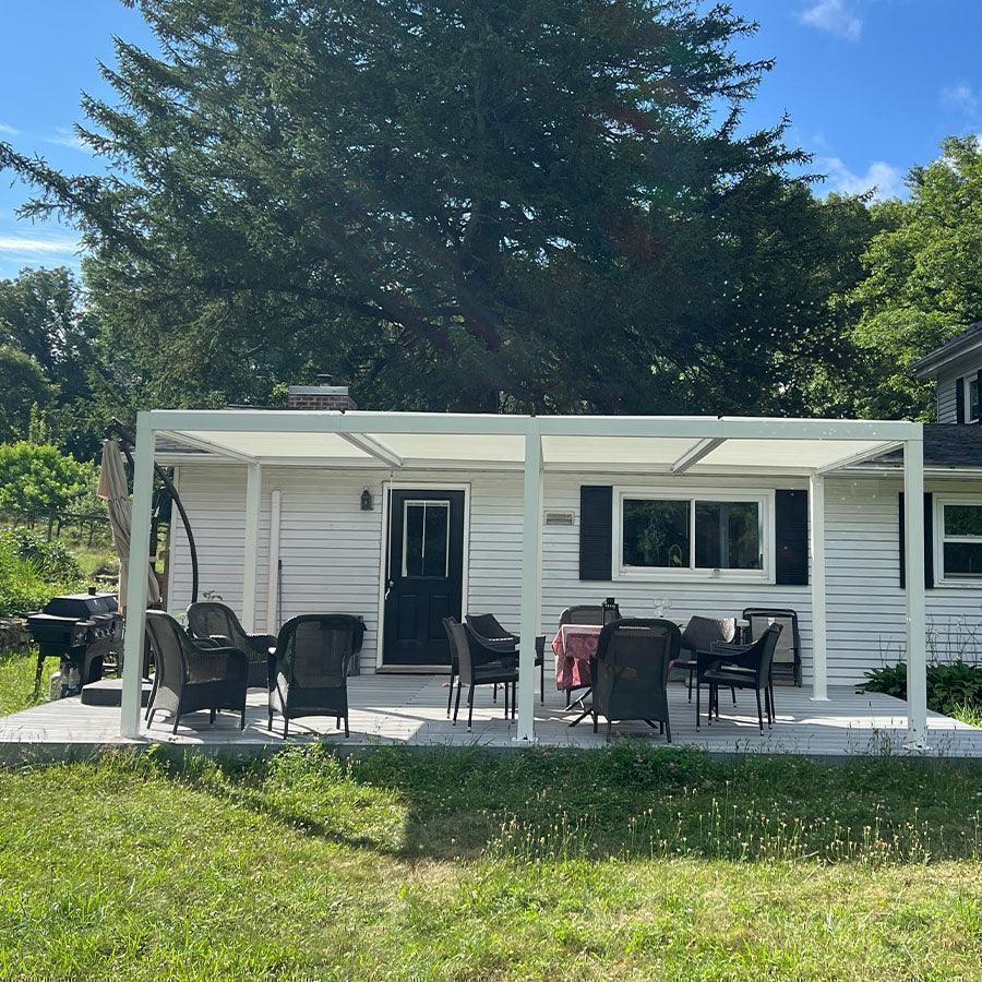 PURPLE LEAF Athena Louvered Pergola Modern White Pergola with Adjustable Roof for Deck Backyard Garden - Image 61