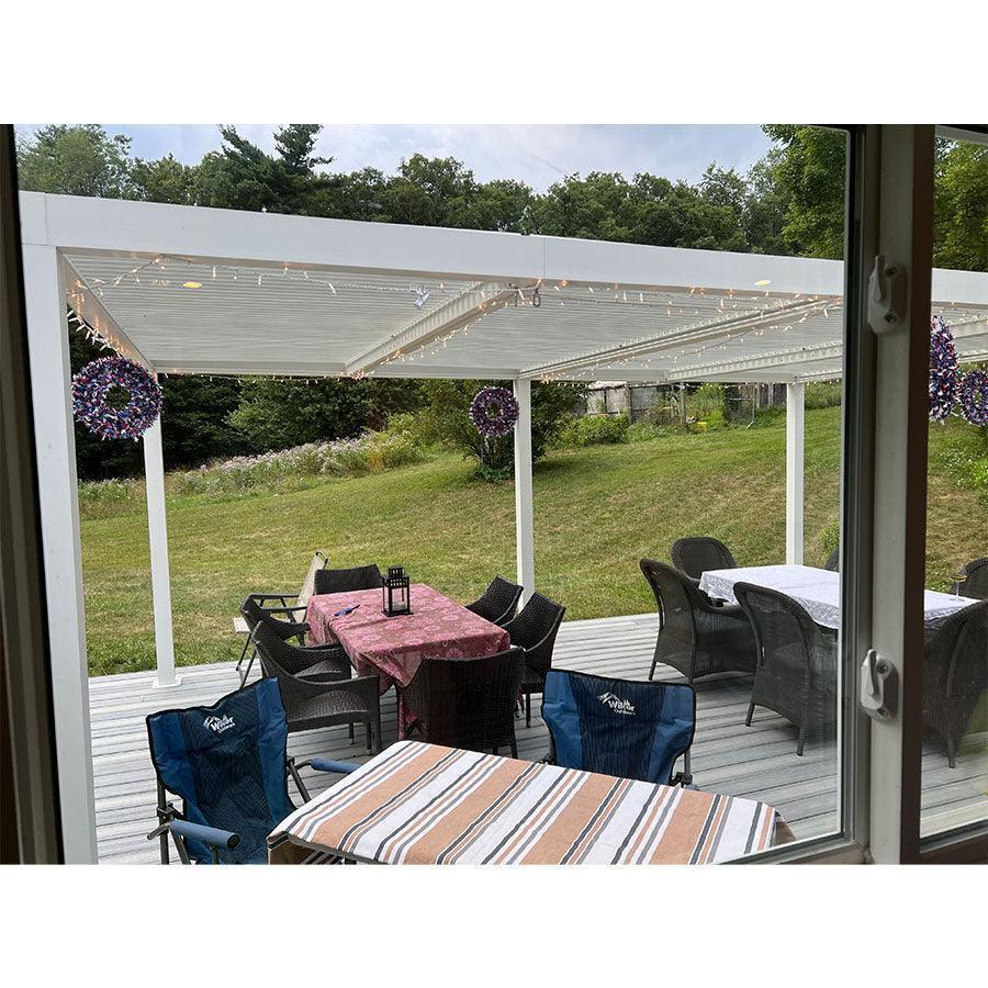 PURPLE LEAF Athena Louvered Pergola Modern White Pergola with Adjustable Roof for Deck Backyard Garden - Image 62