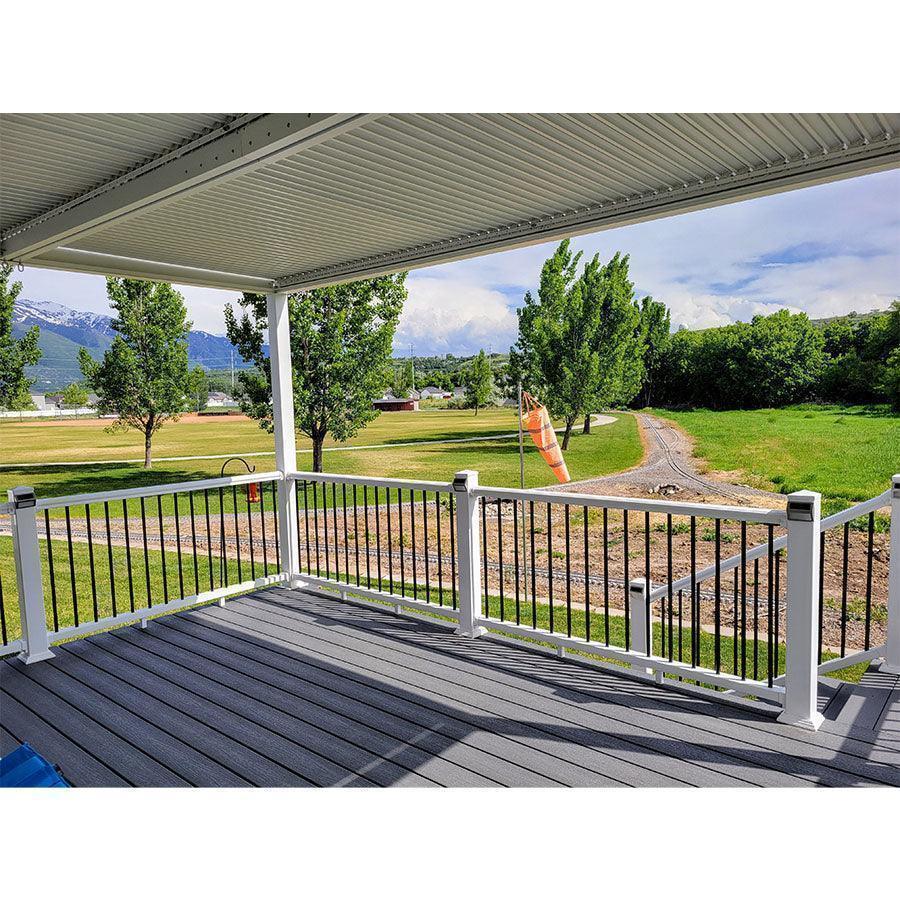 PURPLE LEAF Athena Louvered Pergola Modern White Pergola with Adjustable Roof for Deck Backyard Garden - Image 63