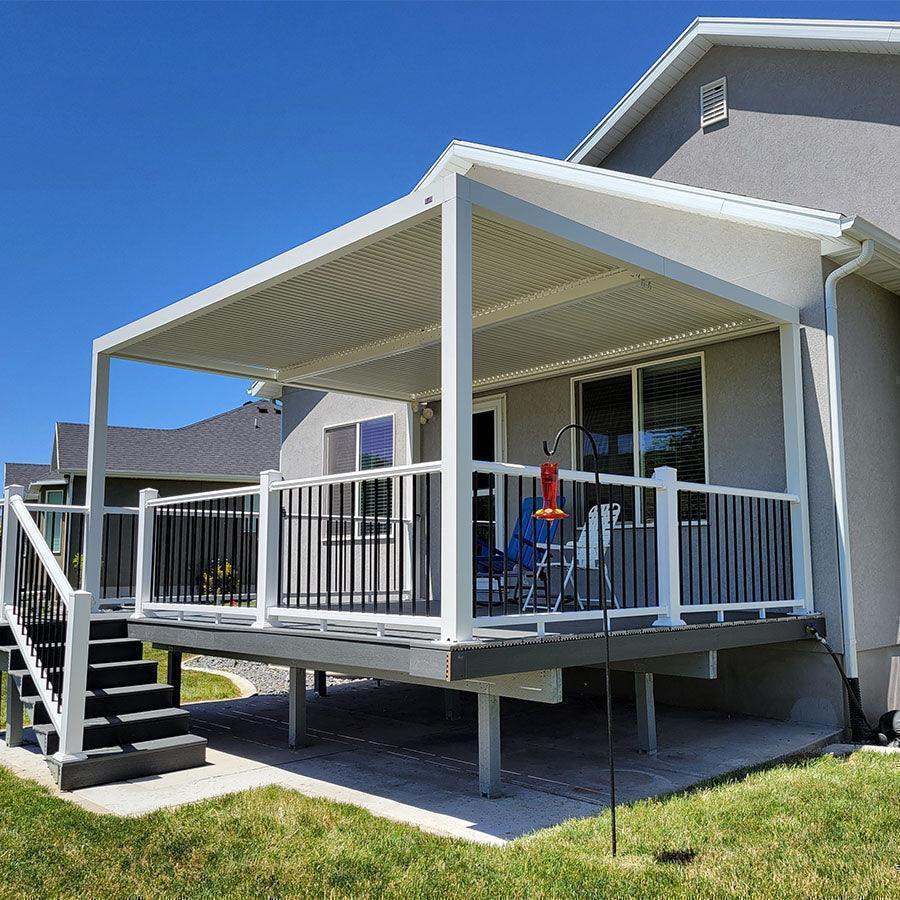 PURPLE LEAF Athena Louvered Pergola Modern White Pergola with Adjustable Roof for Deck Backyard Garden - Image 64