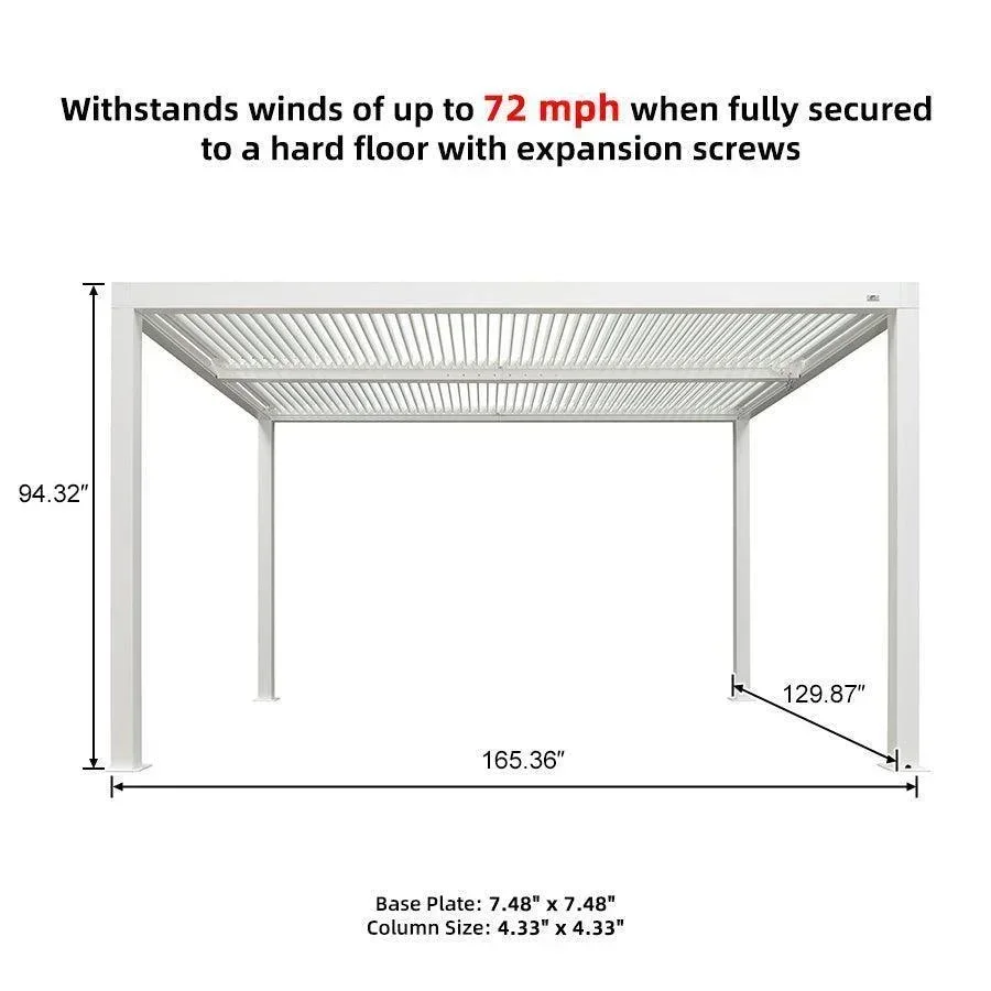 PURPLE LEAF Athena Louvered Pergola Modern White Pergola with Adjustable Roof for Deck Backyard Garden - Image 80