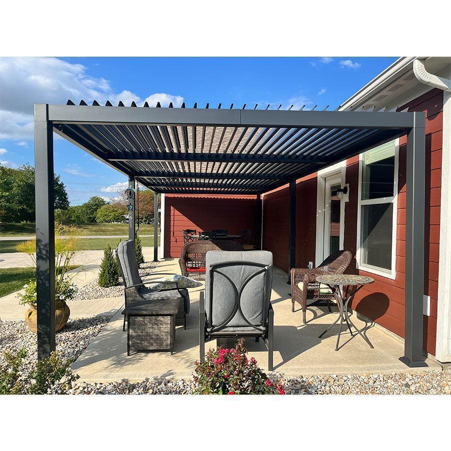 PURPLE LEAF Caesar Outdoor Louvered Pergola Patio Sun Shade Shelter with Adjustable Hardtop Patio Pergola Gray Frame White Roof - Image 28
