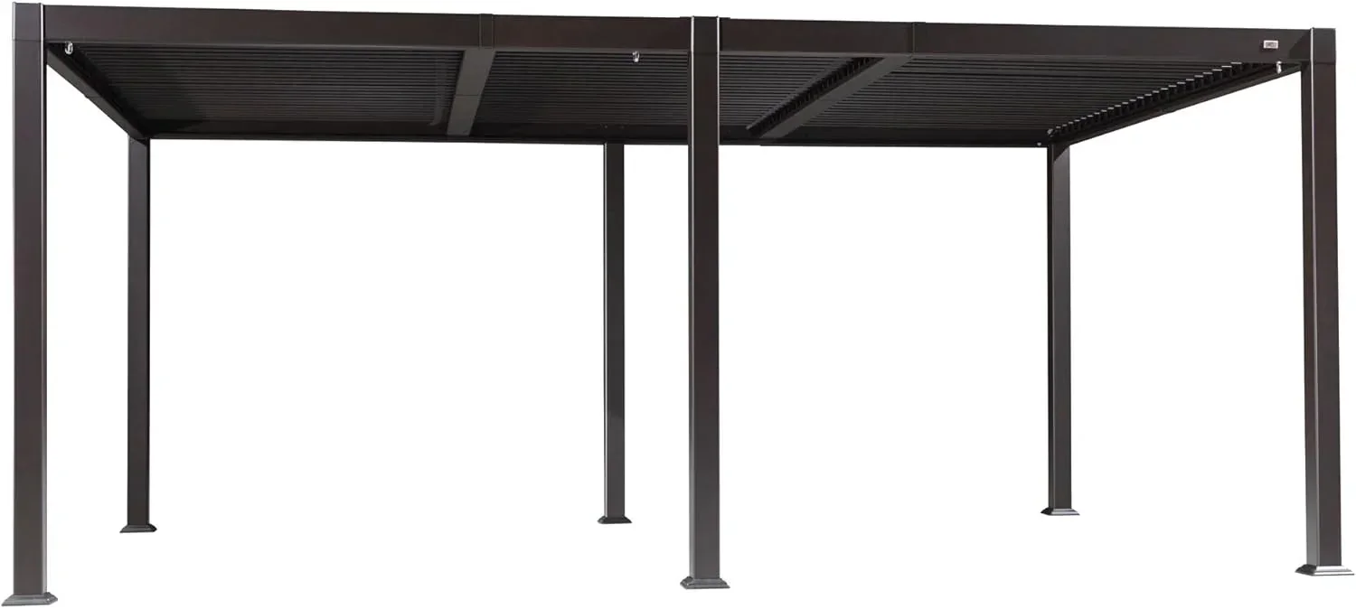 PURPLE LEAF Caesar Louvered Pergola Outdoor Adjustable Louvre Shade Modern Patio Aluminum Pergola with  Yellow Lights - Image 13