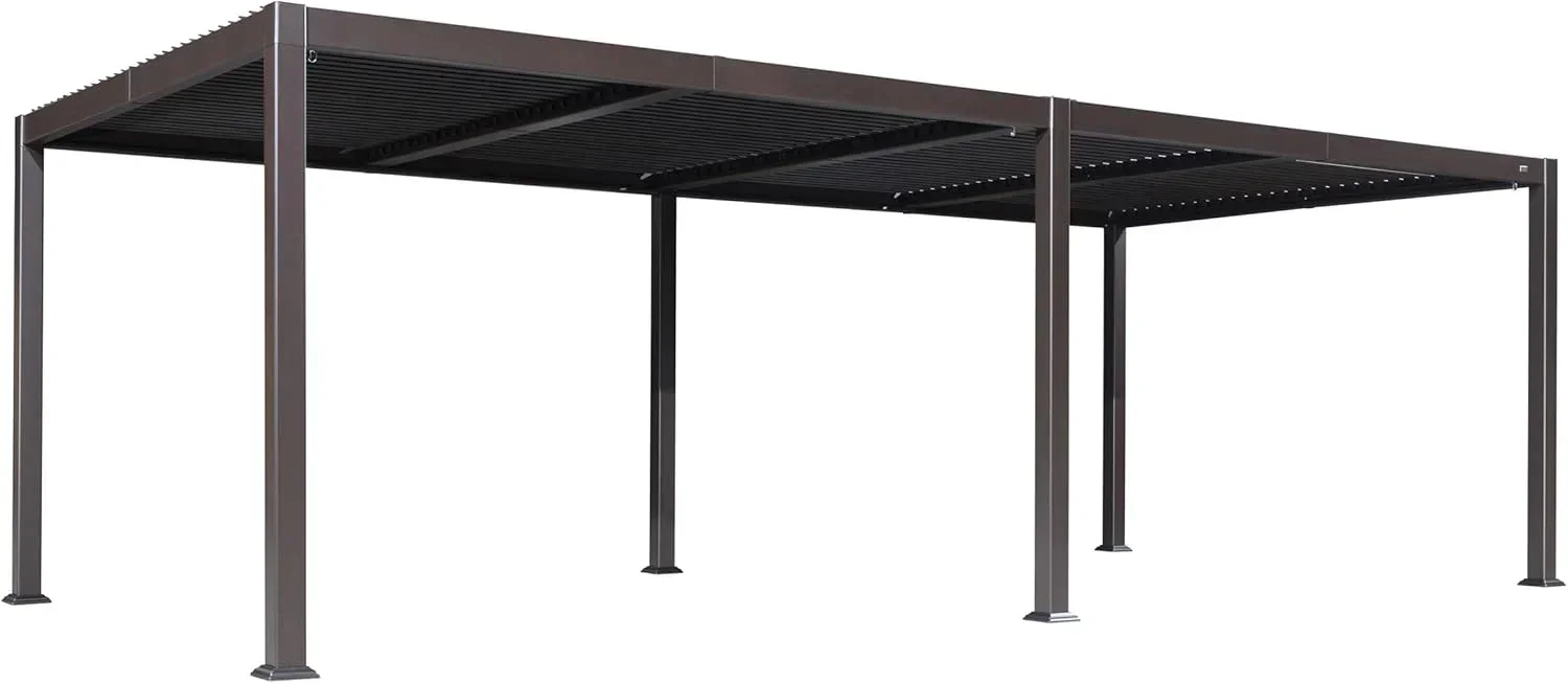 PURPLE LEAF Caesar Louvered Pergola Outdoor Adjustable Louvre Shade Modern Patio Aluminum Pergola with  Yellow Lights - Image 14