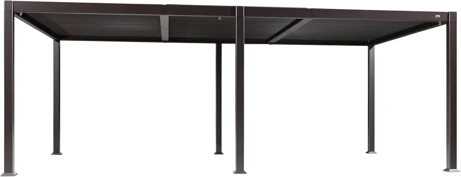 PURPLE LEAF Caesar Louvered Pergola Outdoor Adjustable Louvre Shade Modern Patio Aluminum Pergola with  Yellow Lights - Image 15