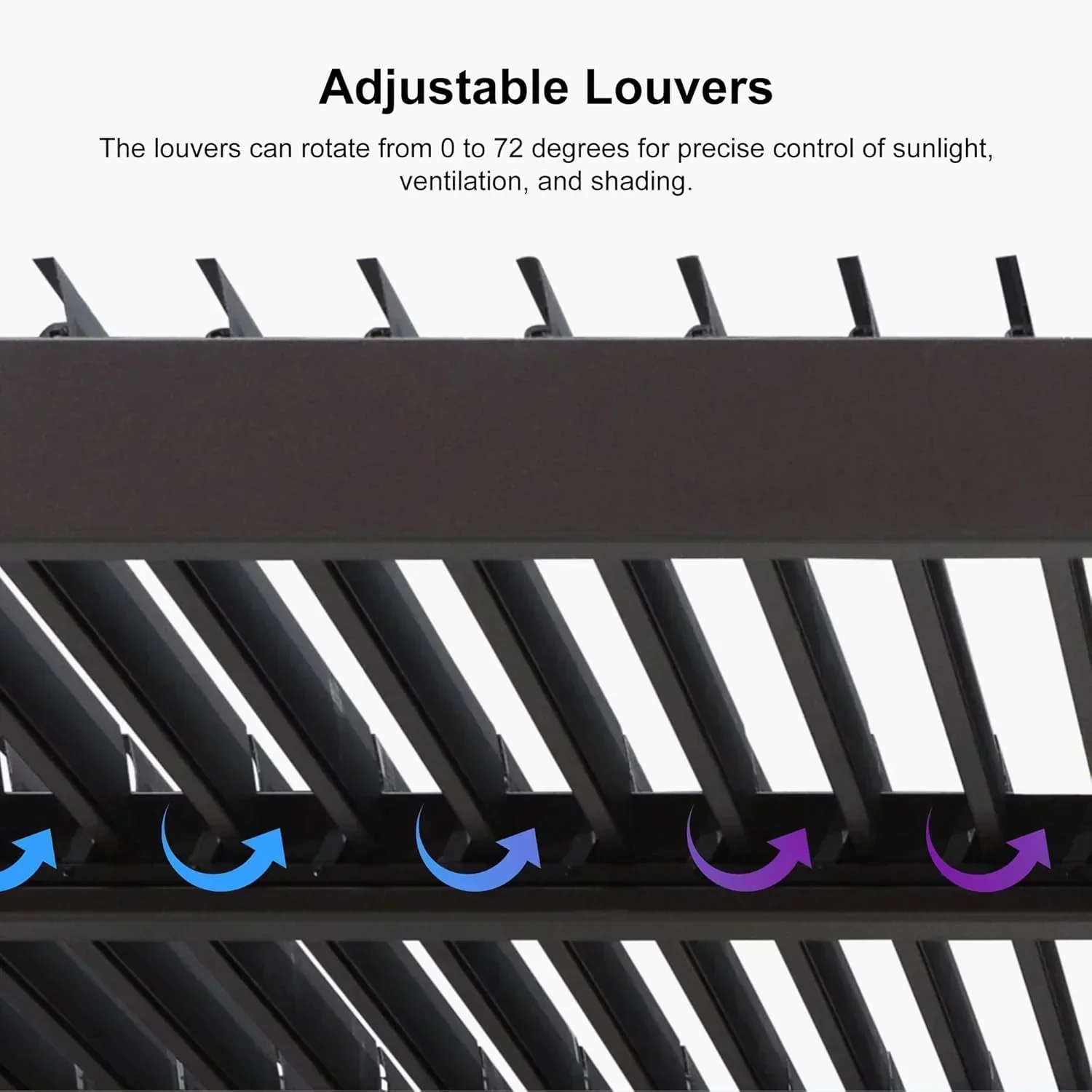 PURPLE LEAF Caesar Louvered Pergola Outdoor Adjustable Louvre Shade Modern Patio Aluminum Pergola with  Yellow Lights - Image 18