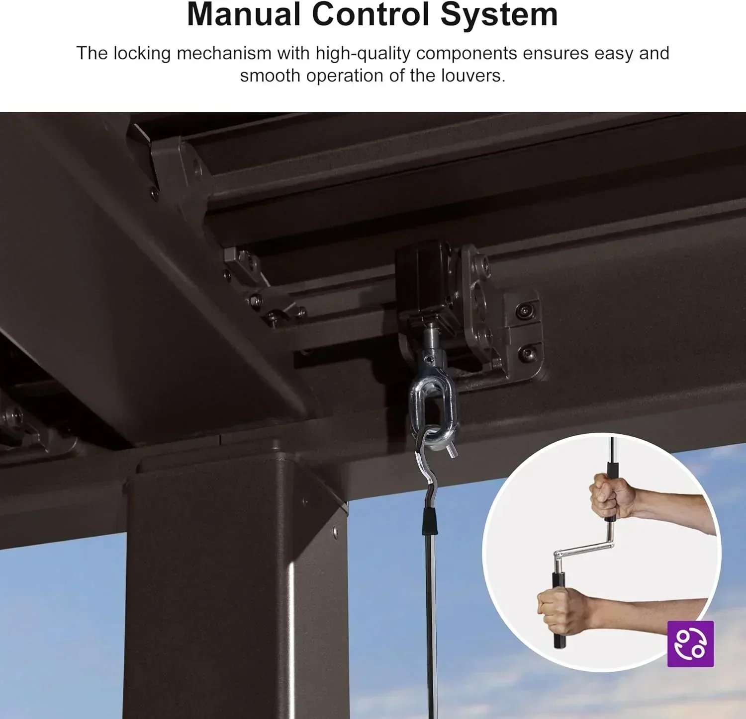 PURPLE LEAF Caesar Louvered Pergola Outdoor Adjustable Louvre Shade Modern Patio Aluminum Pergola with  Yellow Lights - Image 20
