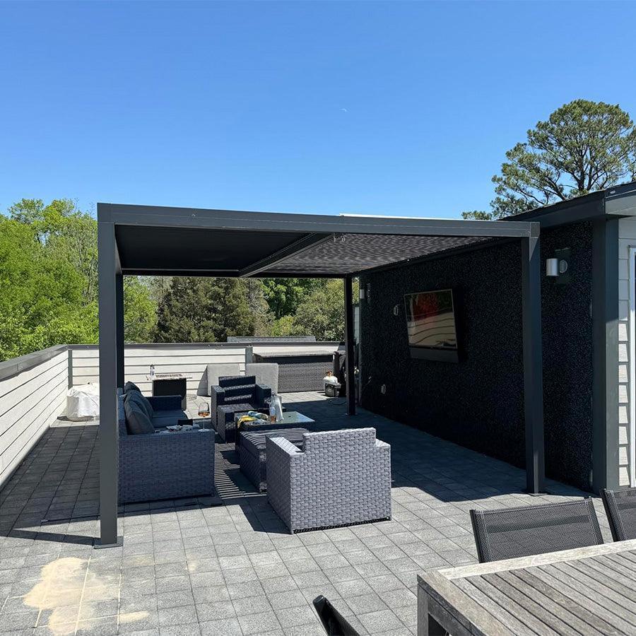 PURPLE LEAF Athena Louvered Pergola Outdoor Aluminum Pergola with Adjustable Roof for Deck Backyard Garden Hardtop Gazebo - Image 110