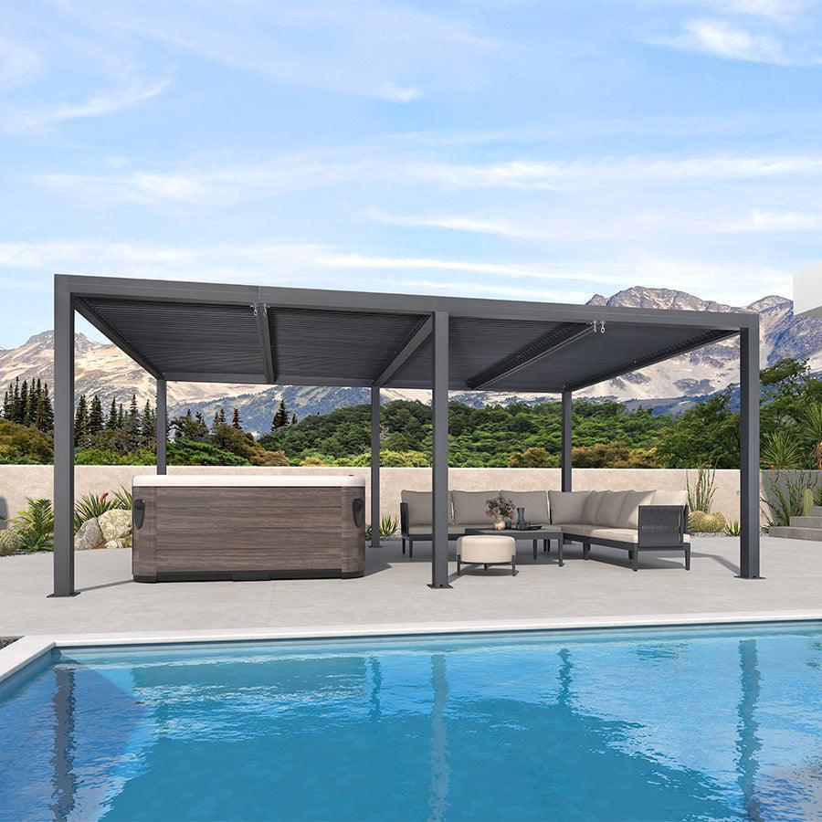 PURPLE LEAF Athena Louvered Pergola Outdoor Aluminum Pergola with Adjustable Roof for Deck Backyard Garden Hardtop Gazebo - Image 136