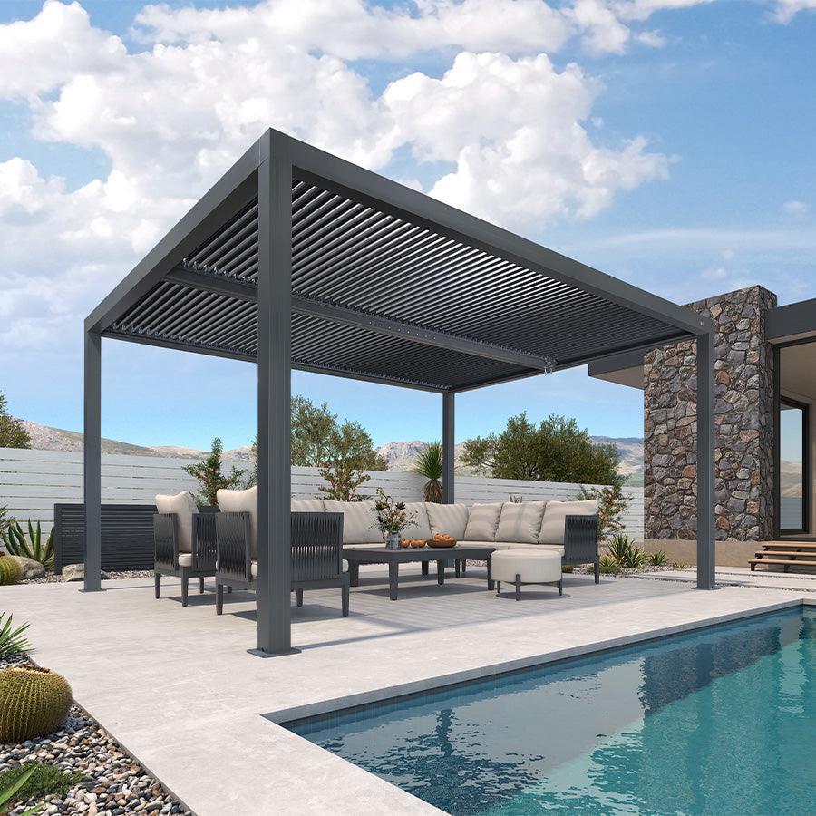 PURPLE LEAF Athena Louvered Pergola Outdoor Aluminum Pergola with Adjustable Roof for Deck Backyard Garden Hardtop Gazebo - Image 137