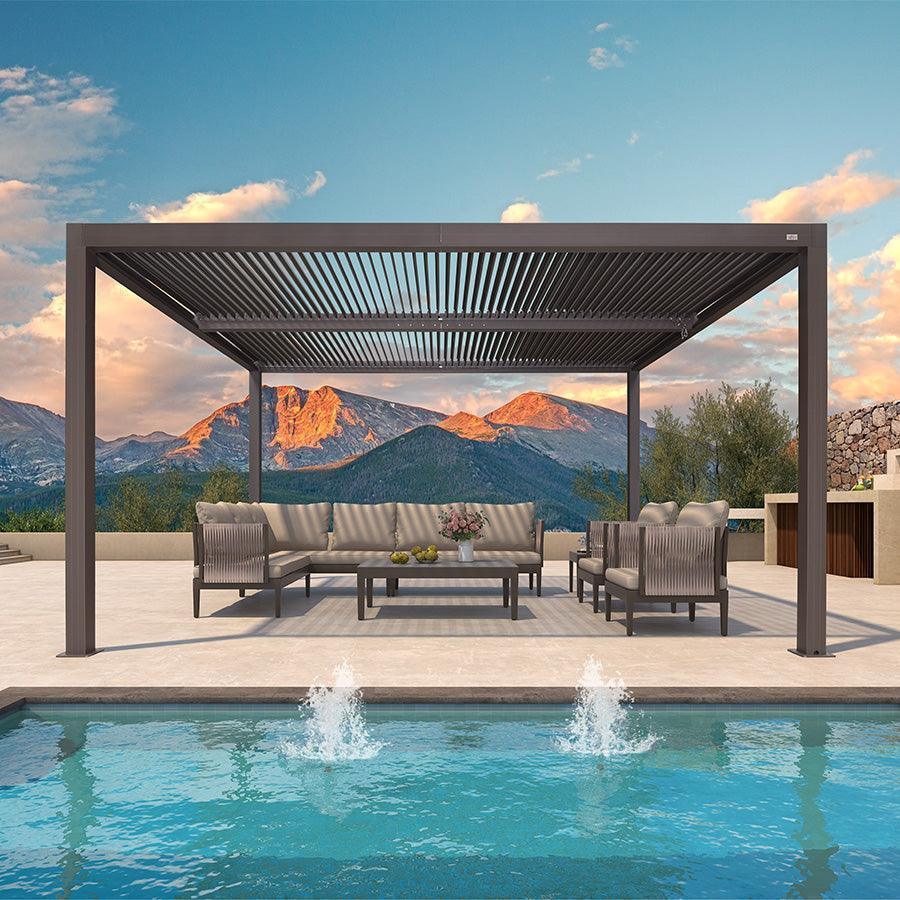 PURPLE LEAF Athena Louvered Pergola Outdoor Aluminum Pergola with Adjustable Roof for Deck Backyard Garden Hardtop Gazebo - Image 140