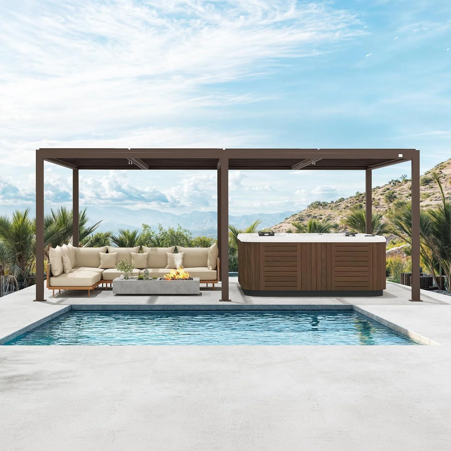 PURPLE LEAF Athena Louvered Pergola Outdoor Aluminum Pergola with Adjustable Roof for Deck Backyard Garden Hardtop Gazebo - Image 154