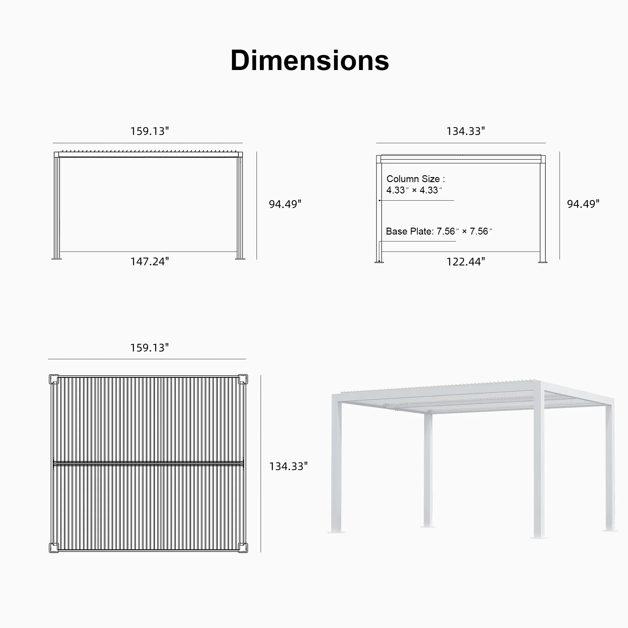 PURPLE LEAF Athena Louvered Pergola Outdoor Aluminum Pergola with Adjustable Roof for Deck Backyard Garden Hardtop Gazebo - Image 159