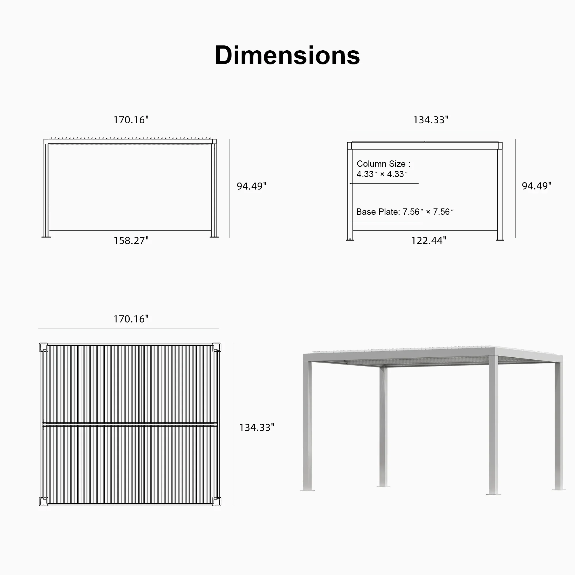 PURPLE LEAF Athena Louvered Pergola Outdoor Aluminum Pergola with Adjustable Roof for Deck Backyard Garden Hardtop Gazebo - Image 160