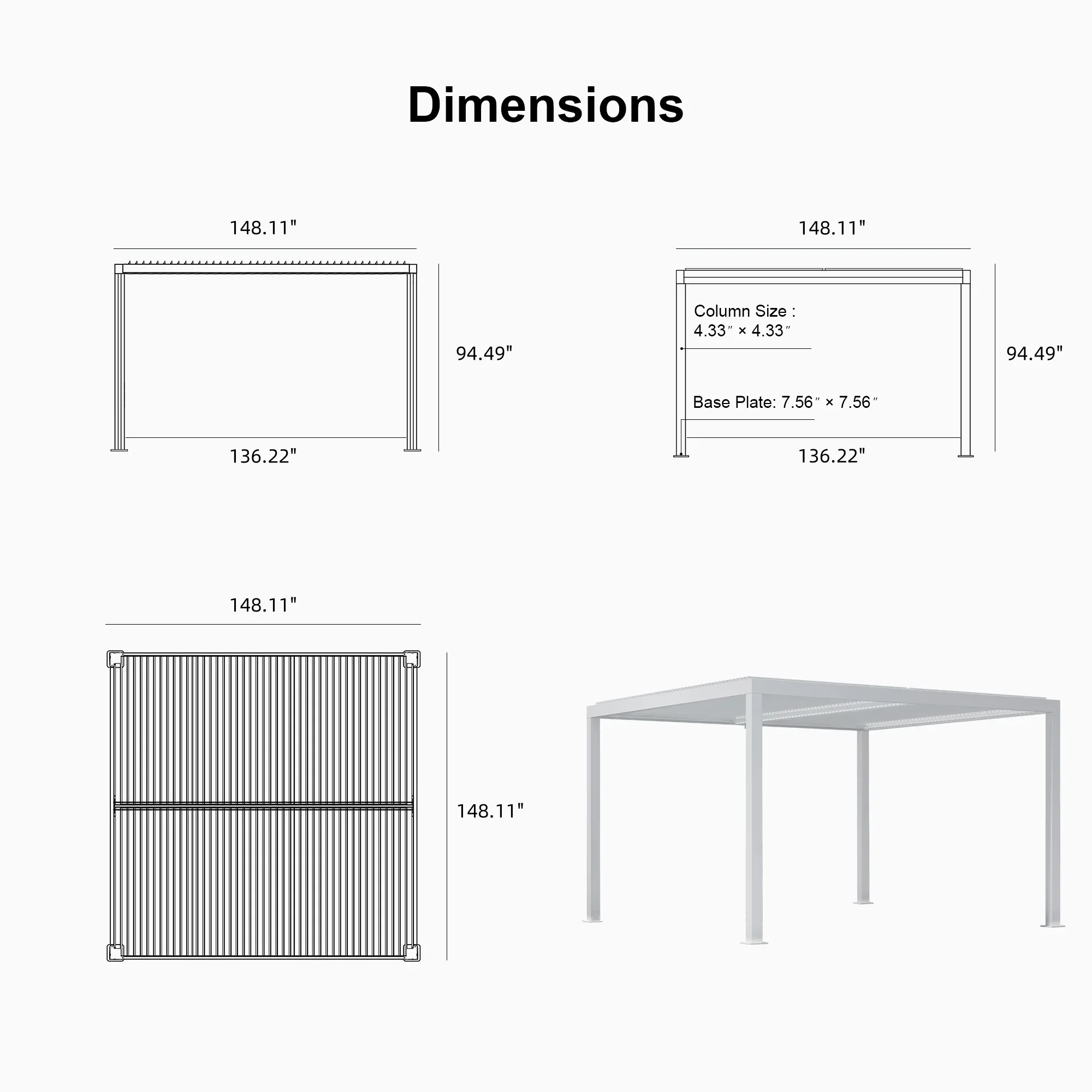 PURPLE LEAF Athena Louvered Pergola Outdoor Aluminum Pergola with Adjustable Roof for Deck Backyard Garden Hardtop Gazebo - Image 162