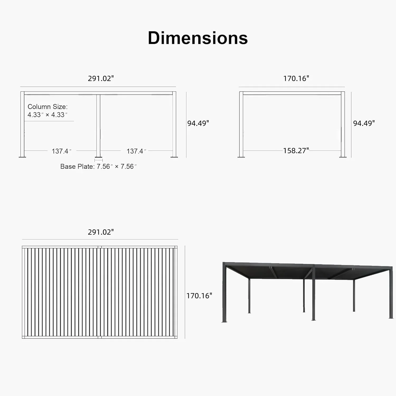 PURPLE LEAF Athena Louvered Pergola Outdoor Aluminum Pergola with Adjustable Roof for Deck Backyard Garden Hardtop Gazebo - Image 178