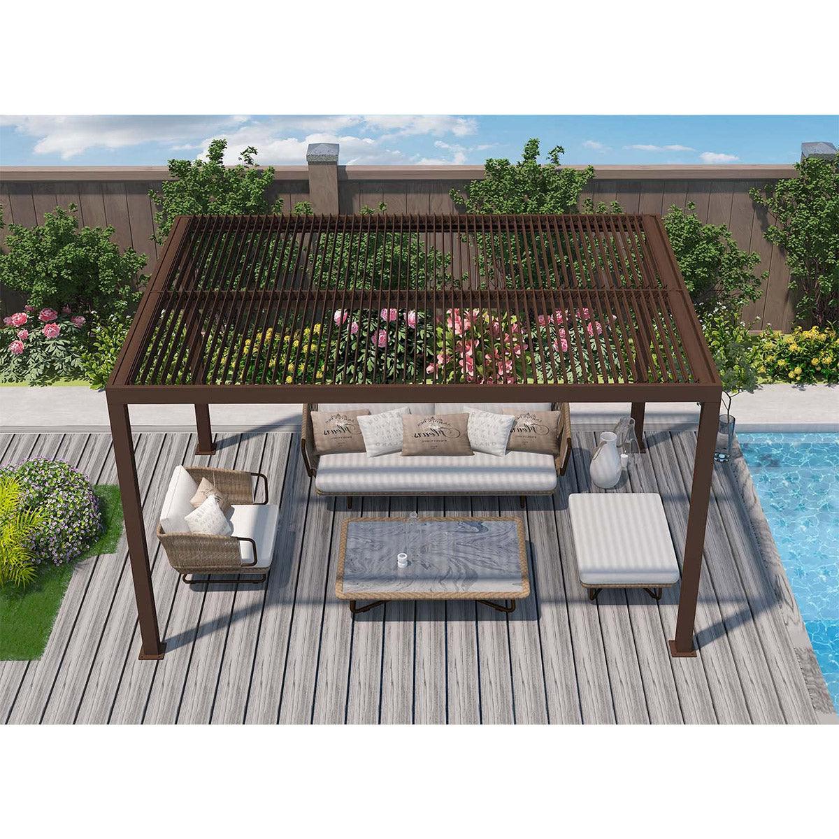 PURPLE LEAF Athena Louvered Pergola Outdoor Aluminum Pergola with Adjustable Roof for Deck Backyard Garden Hardtop Gazebo - Image 18